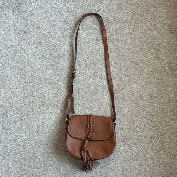Brown pleather crossbody bag - Picture 1 of 5